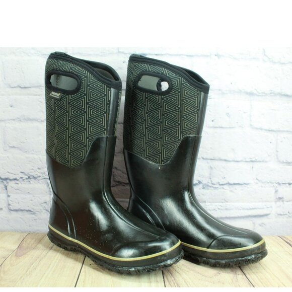 Bogs Classic Triangle Black Rubber Non-slip Non-marking Rain Boots Size 8 - Picture 3 of 9